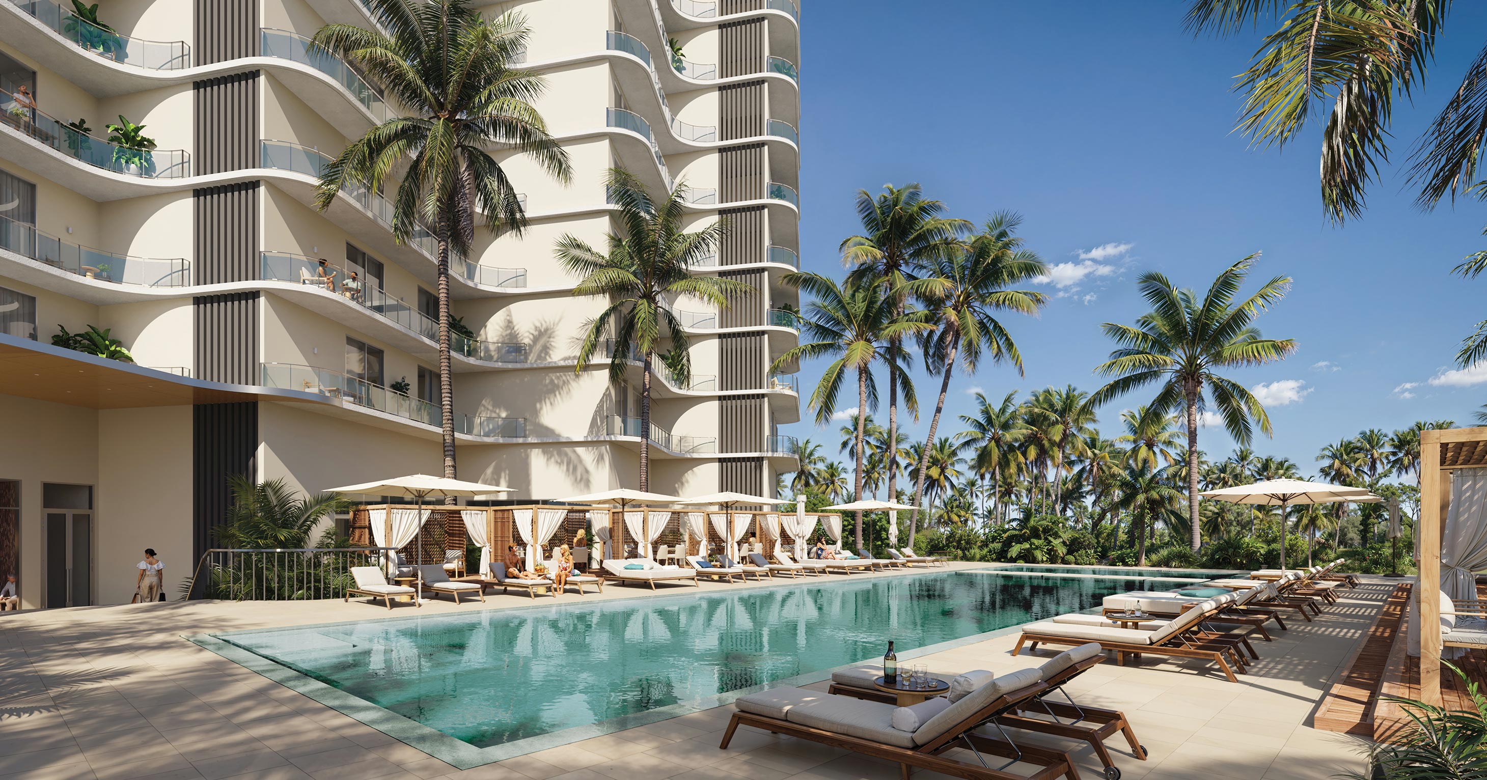 Semi-Olympic pool with cabanas
